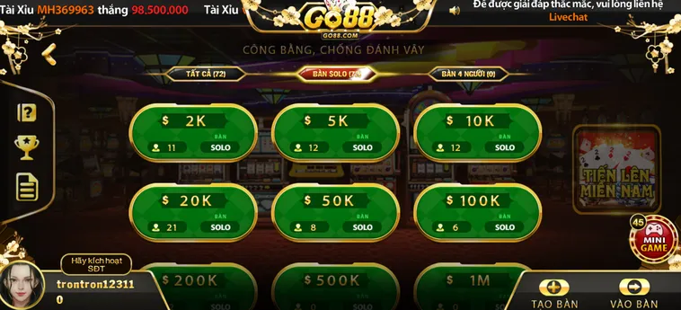 Tiến Lên Miền Nam Nhà Cái GO88 Đẳng Cấp Game Bài Số 1 Châu Á